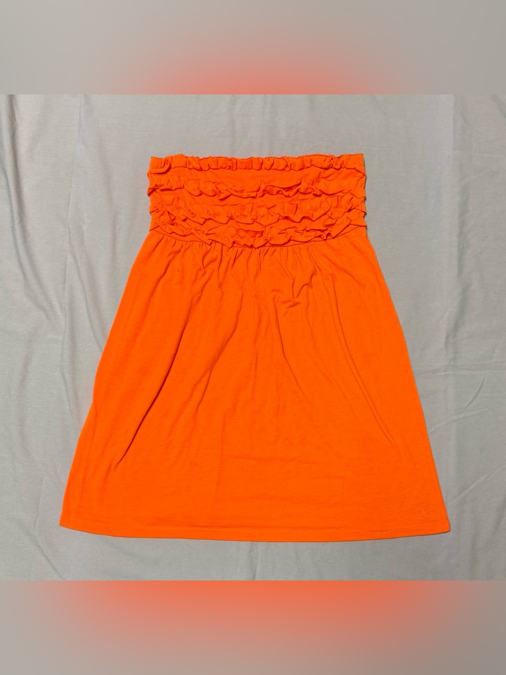 OP Strapless Orange Ruffle Mini Tube Dress/ Long Shirt